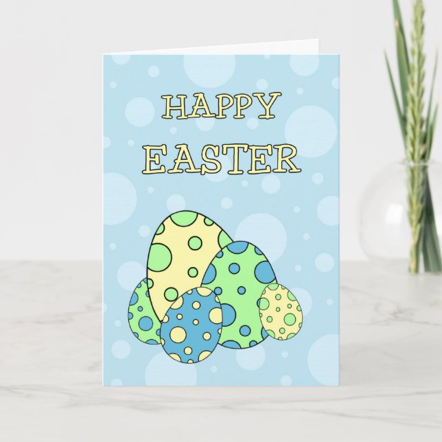 Blue Easter Eggs Happy Easter Card (Front)