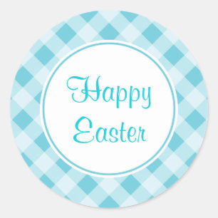 Blue Easter Gingham Stickers