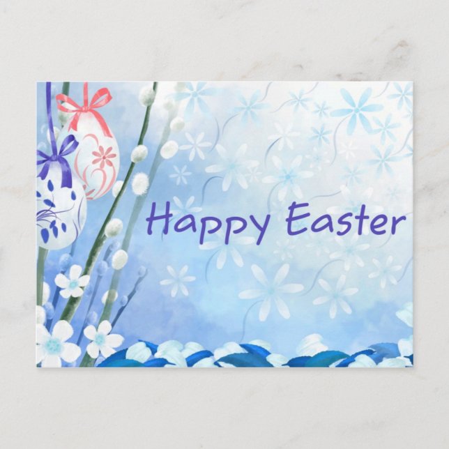 Blue Easter Holiday Postcard (Front)