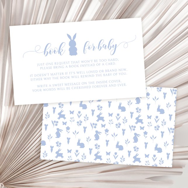 Blue Easter rabbit bunny book for baby boy shower Enclosure Card (Creator Uploaded)
