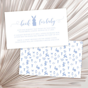 Blue Easter rabbit bunny book for baby boy shower Enclosure Card