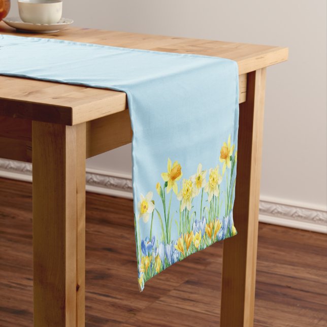 Blue Easter Spring Floral  Short Table Runner (In Situ)