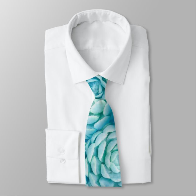 Blue Echeveria Succulents Tie (Tied)
