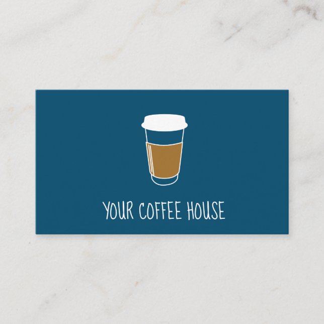 Blue Editable Coffee Stamp loyalty card (Front)