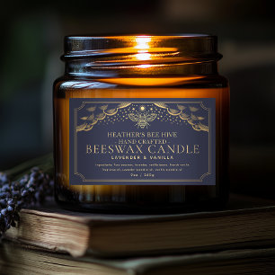 Blue Editable Tarot Honeybee Candle Étiquette