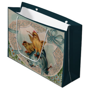 Blue Egg and Baby Chicks Easter Large Gift Bag