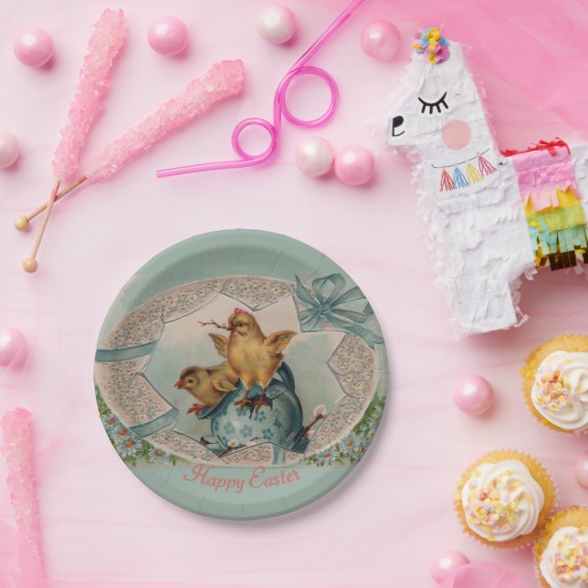 Blue Egg and Chicks Easter Paper Plates (Party)