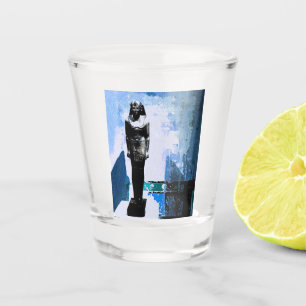 Blue Egyptian Art Painting Shot Glass