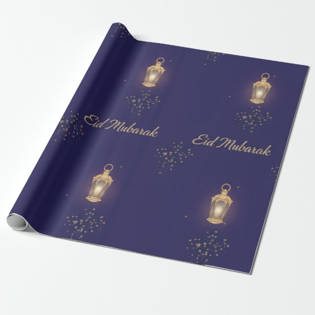 Blue Eid Wrapping Paper (Unrolled)