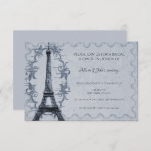 Blue Eiffel Tower Bridal Shower Invitation
