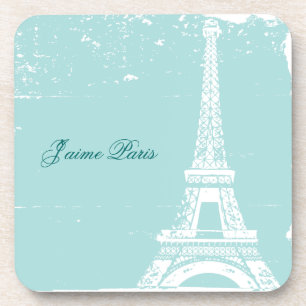 Blue Eiffel Tower Cork Coaster Set