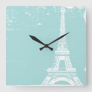 Blue Eiffel Tower Custom Wall Clock