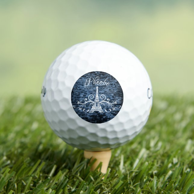 Blue Eiffel Tower Grunge Golf Balls (Insitu Tee)