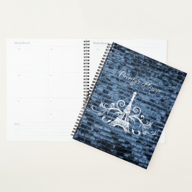 Blue Eiffel Tower Grunge Planner (Display)