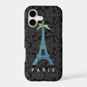 Blue Eiffel Tower in faux glitter