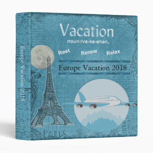 Blue Eiffel Tower Vacation Photo Binder