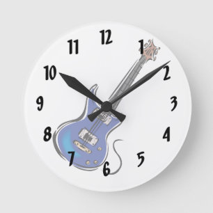 blue electric guitar music graphic.png round clock