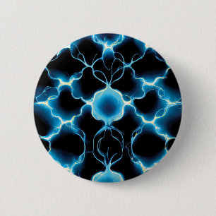 Blue Electric Synapse Repeating Pattern 2 Inch Round Button