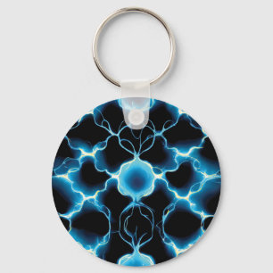 Blue Electric Synapse Repeating Pattern Keychain