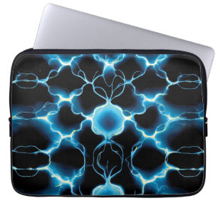 Blue Electric Synapse Repeating Pattern Laptop Sleeve