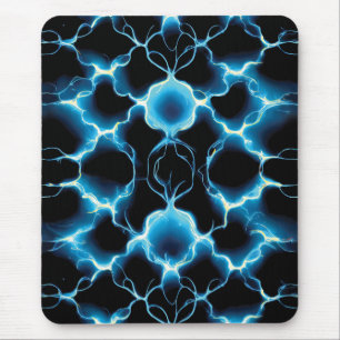 Blue Electric Synapse Repeating Pattern Mouse Pad