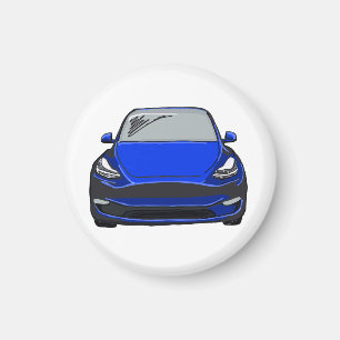 Blue Electric Vehicle SUV Car Drawing Magnet