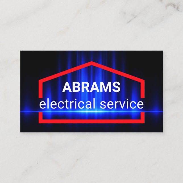 Blue Electric Wave Powers Home Business Card (Front)