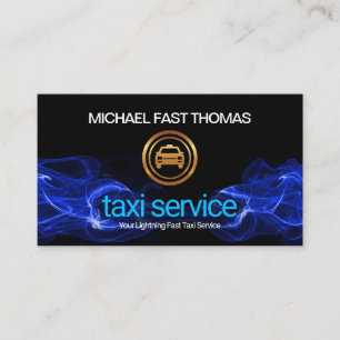Blue Electrical Lightning Fast Taxi Driver Business Card