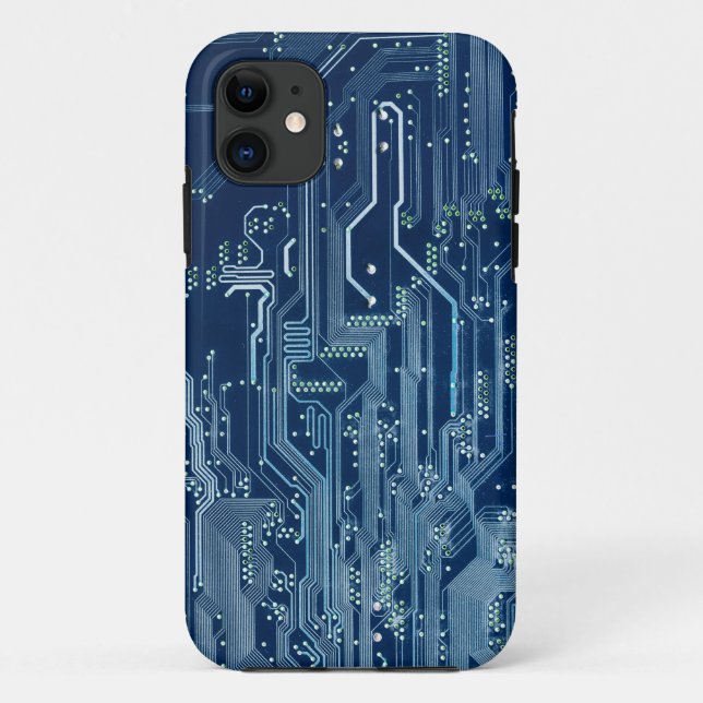 blue electronic circuit board computer pattern Case-Mate iPhone case (Back)