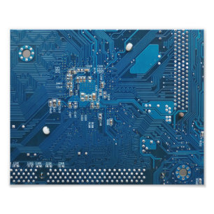 blue electronic circuit board computer pattern photo print