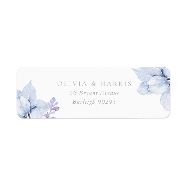 Blue Elegance Floral Wedding Return Address (Front)