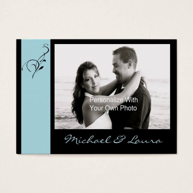 Blue  Elegance Mini Save The Date Card (Front)
