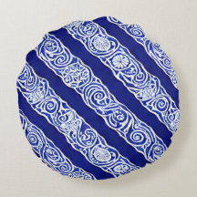 Blue Elegance Round Pillow