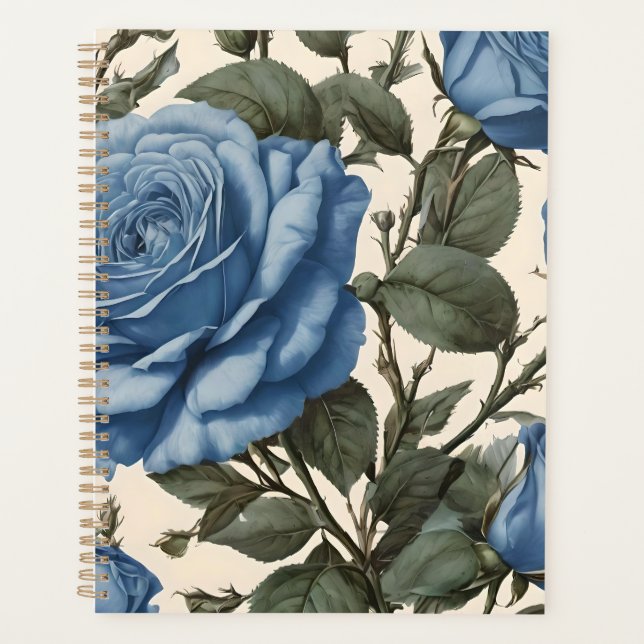 Blue Elegance: Vintage Provincial Roses in Bloom Planner (Front)