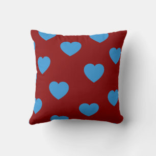 Blue Elegant Cute Cozy Modern Romantic Chic Heart Throw Pillow