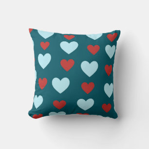 Blue Elegant Cute Cozy Modern Romantic Chic Heart Throw Pillow