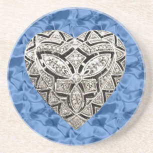 Blue Elegant Designer Heart Coaster