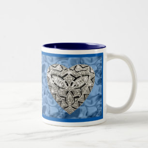Blue Elegant Designer Heart Mug