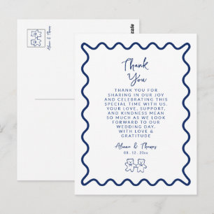 Blue elegant doodle frame Save the date Postcard