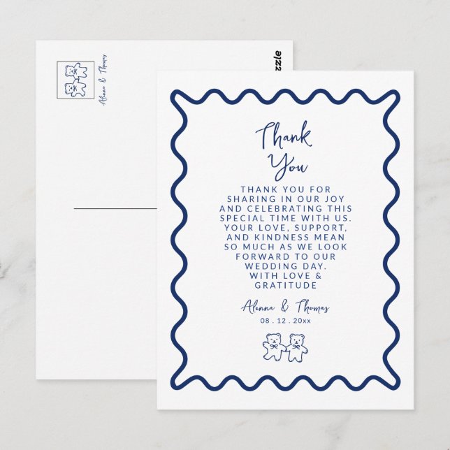 Blue elegant doodle frame Save the date Postcard (Front/Back)