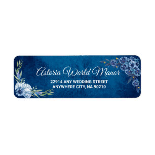 Blue Elegant floral summer wedding return address 