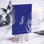 Blue Elegant Floral Table Number<br><div class="desc">Blue,  elegant,  floral,  dark wedding table number. Elegant and simple design will match with almost any wedding setting and make Your special day even more special. Every written part can be changed into your desired text.</div>