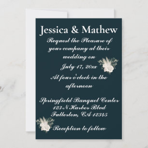 Blue Elegant Flower Floral Wedding Invitation