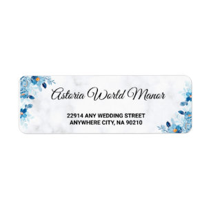 Blue Elegant flower summer wedding return address