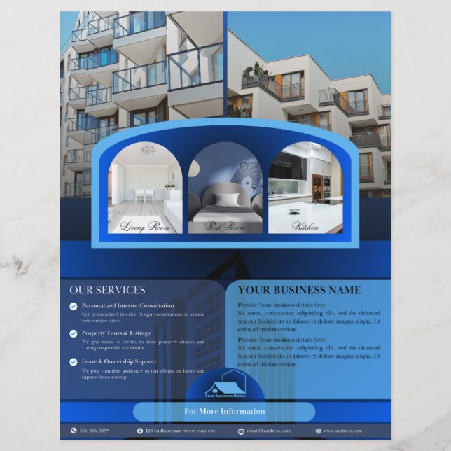 Blue Elegant Flyer For Real Estate Agents (Front)