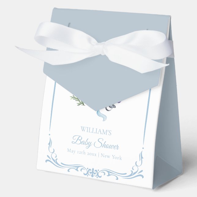 Blue Elegant French Blueberry Pancake Baby Shower  Favor Box (Front)