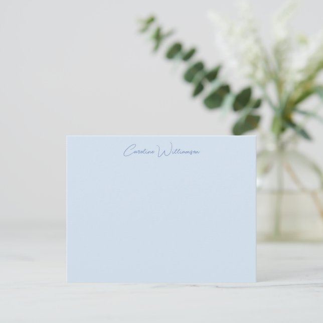 Blue Elegant Handwriting Personalized Stationery Card (Standing Front)