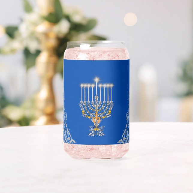 Blue Elegant Hanukkah Silver Menorah  (Insitu (Mariage))
