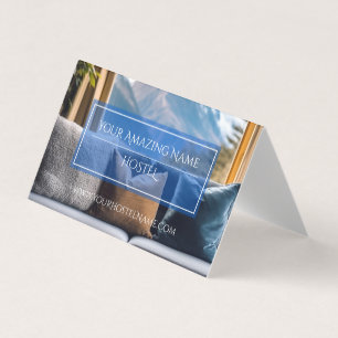 Blue Elegant Hostel Photo Delicate Stylish Bright Business Card