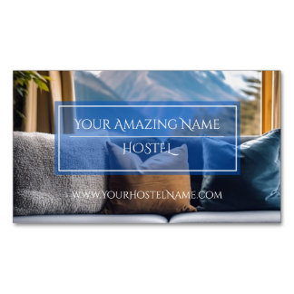 Blue Elegant Hostel Photo Stylish Luxury Delicate Magnetic Business Card
